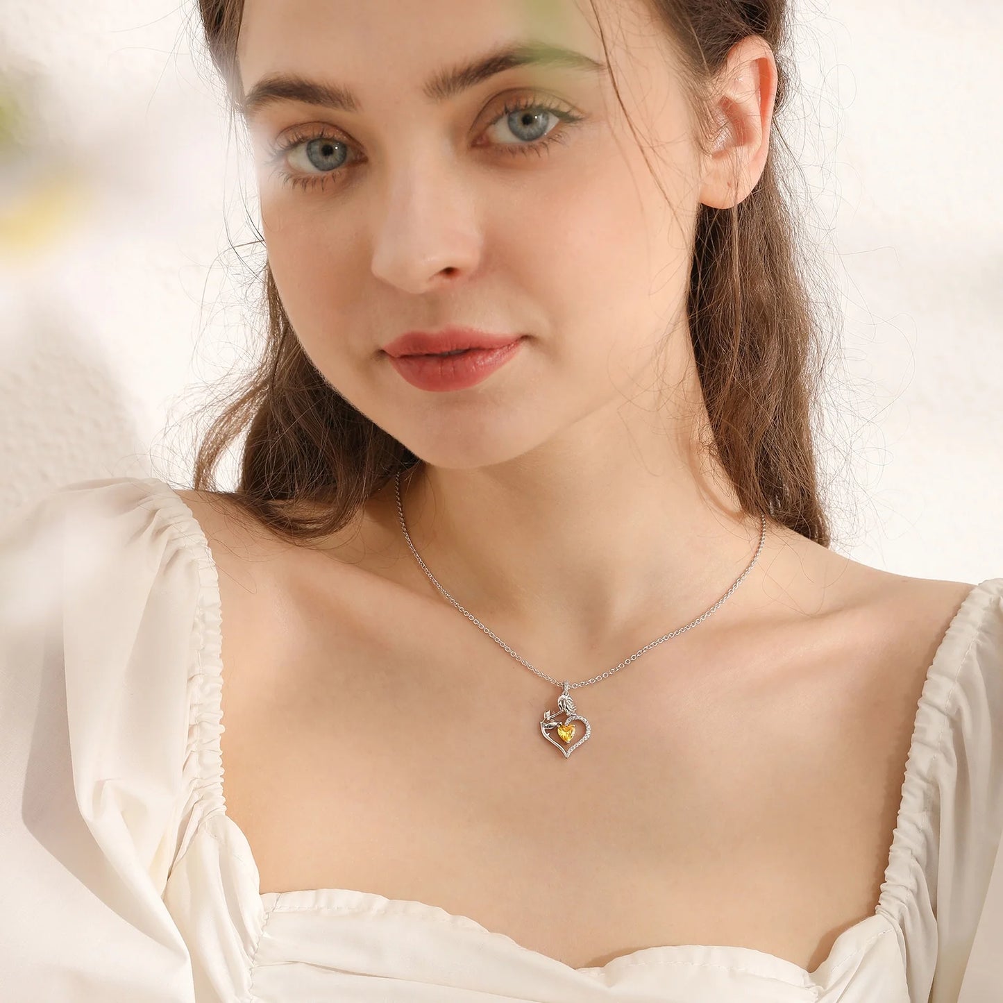 925 Sterling Silver Rose Heart Necklace,Butterfly Flower Pendant Necklace Jewelry Birthday Christmas Valentines Mother'S Day Gifts for Women Mom Wife -November