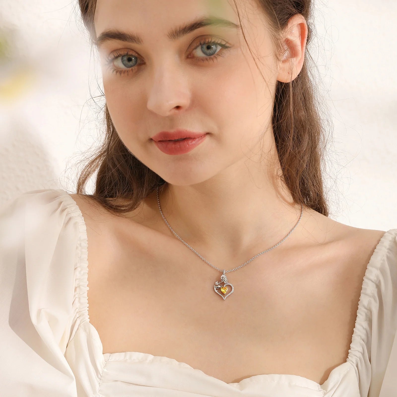 925 Sterling Silver Rose Heart Necklace,Butterfly Flower Pendant Necklace Jewelry Birthday Christmas Valentines Mother'S Day Gifts for Women Mom Wife -November