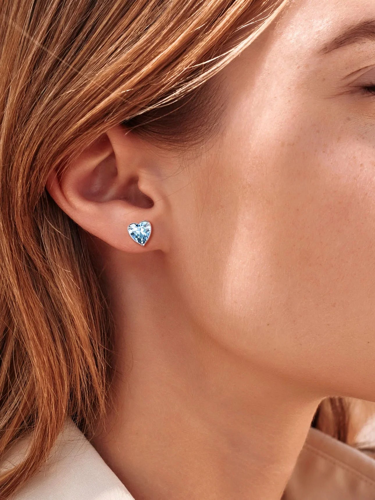 Silver Earrings for Women 925 Sterling Silver Heart Birthstone Stud Earrings Birthday Jewelry Gift