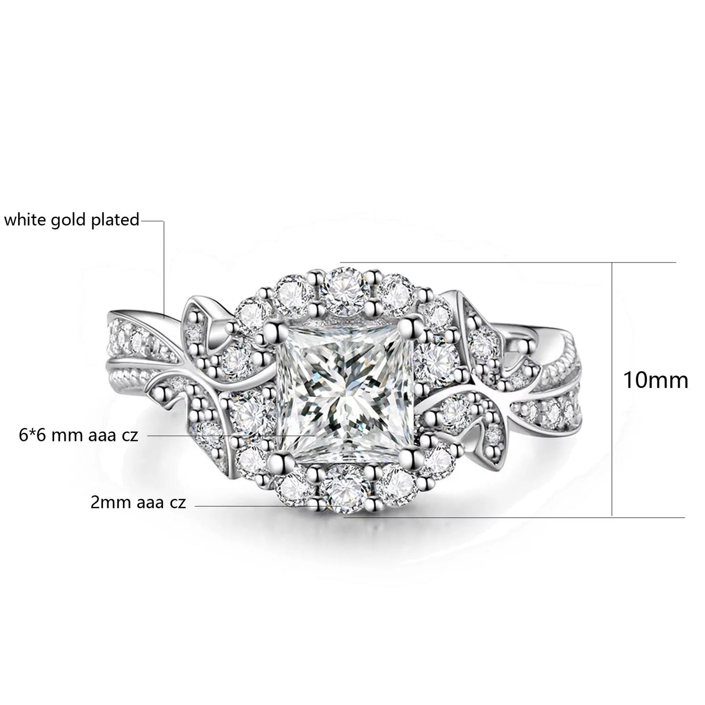 Matching Rings Couple Rings 10Kt White Gold Plated CZ Wedding Ring for Women Men Ring