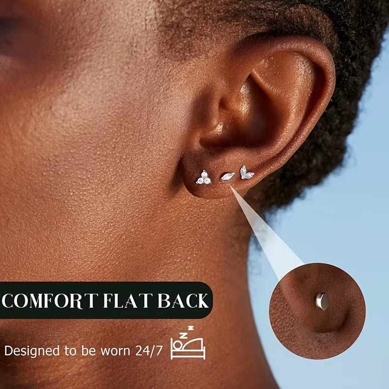 Crystal Dusk Mini Stud Set – Elegant Sparkle for Every Piercing